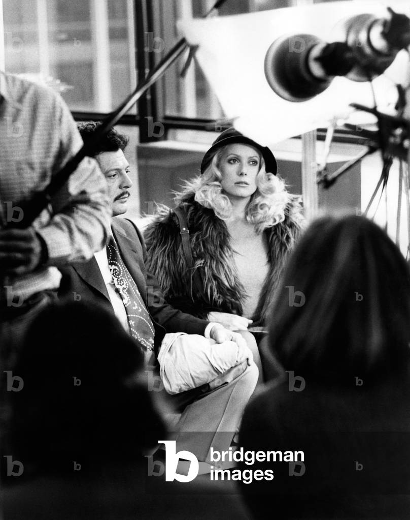 Catherine Deneuve and Marcello Mastroianni on the set