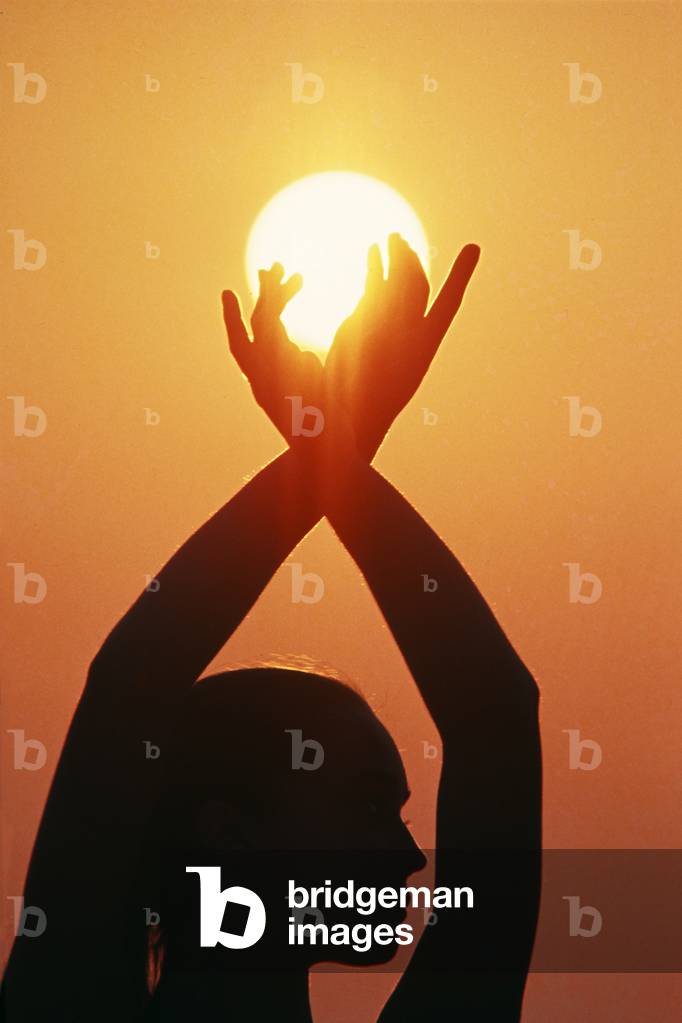 A girl dancing in front of the sun, 1966 (photo)