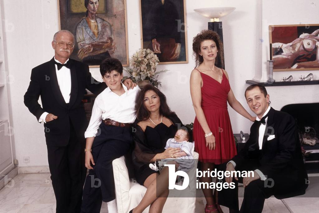 Gino Paoli with his family in a living room, Genoa, Italy