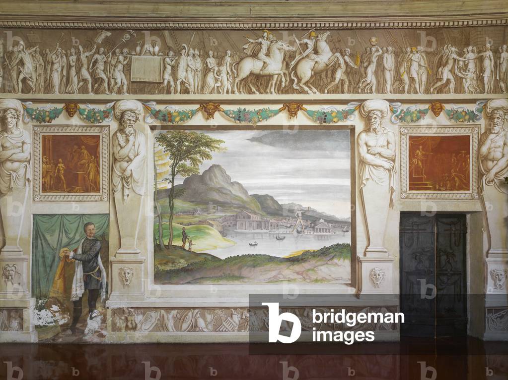 Hall of Triumphs. The Colossus of Rhodes (Stanza dei Trionfi. Il Colosso di Rodi), by Gualtiero Dall'Arzere known as Padovano, 1540, 16th Century, fresco