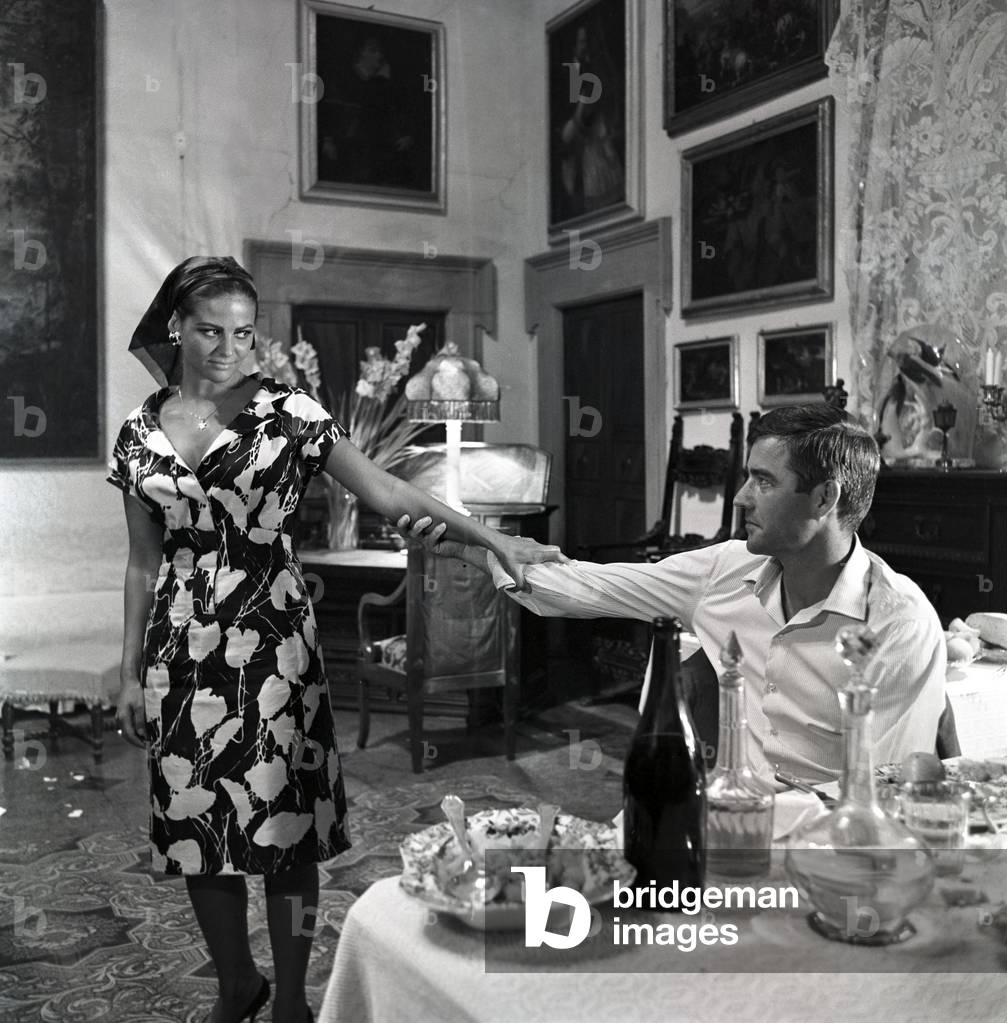 Claudia Cardinale and Michael Craig in Sandra, Italy, 1965 (b/w photo)