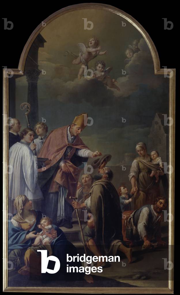 Saint Carl ministers Poor People (San Carlo assiste i poveri), by Antonio Rossi, 18th Century, oil on canvas
