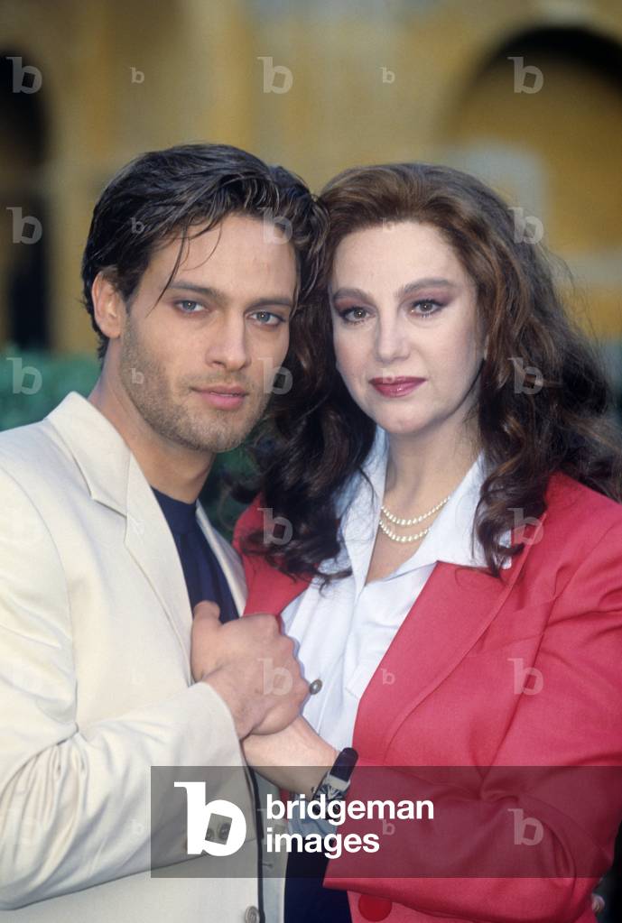 Half-length portrait of Stefania Sandrelli and Gabriel Garko