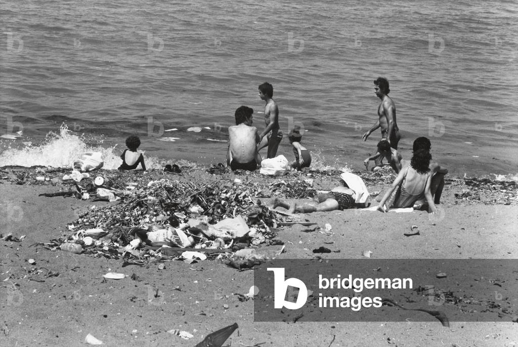A littered beach