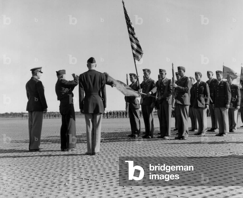 John K. Cannon awarding flag