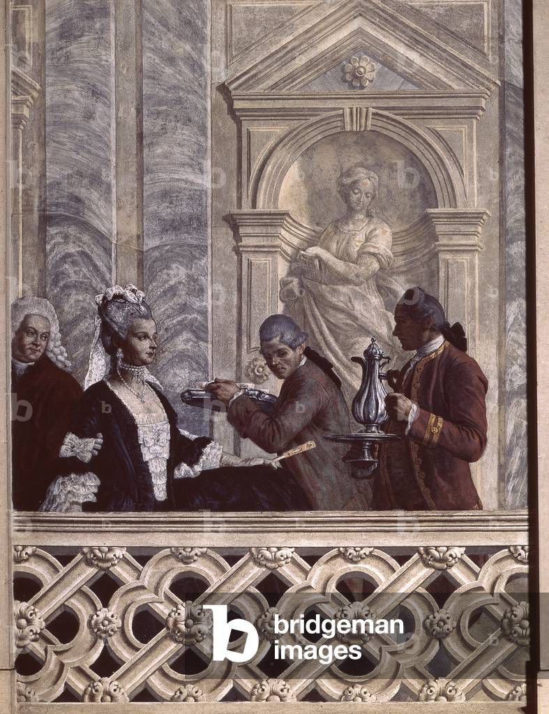 Scene of reception, by Michelangelo Morlaiter, 1770, 18th century, fresco.