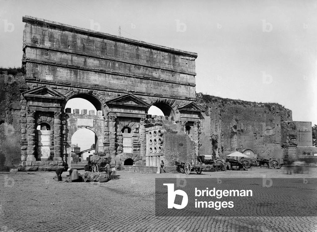 View of Marco Virgilio Eurisace's tomb at Porta Maggiore in Rome