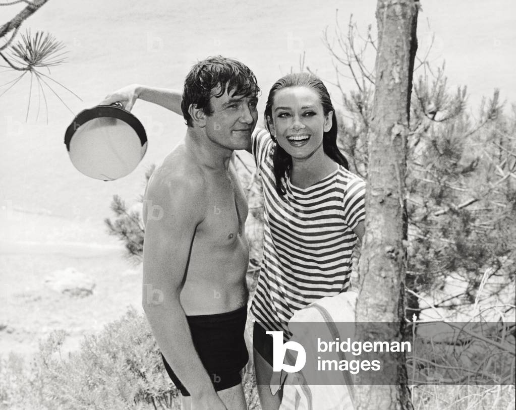 Audrey Hepburn and Albert Finney in 'Two for the Road' (b/w photo)