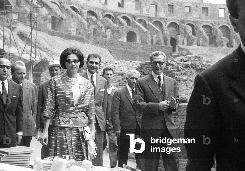 Mohammad Reza Pahlavi and Farah Diba, Italy, 1961 (b/w photo)