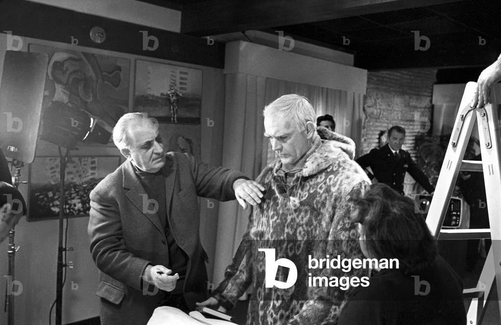 Michail Konstantinovic Kalatozov and Sean Connery on the set of The Red Tent, Italy, 1969 (b/w photo)