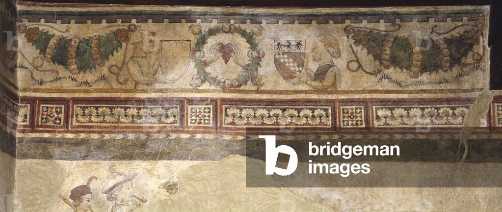 Decorative Band with portrait of Lampugnani Spouses, by Unknown Artist, 15th Century, fresco