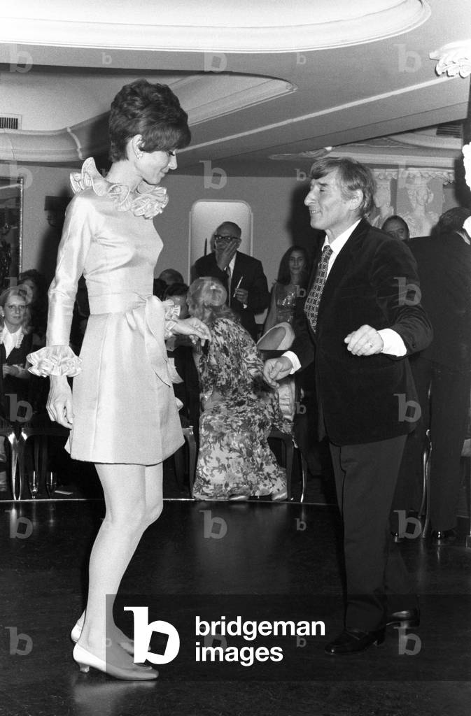 Renato Rascel and Audrey Hepburn, Italy, 1972 (b/w photo)