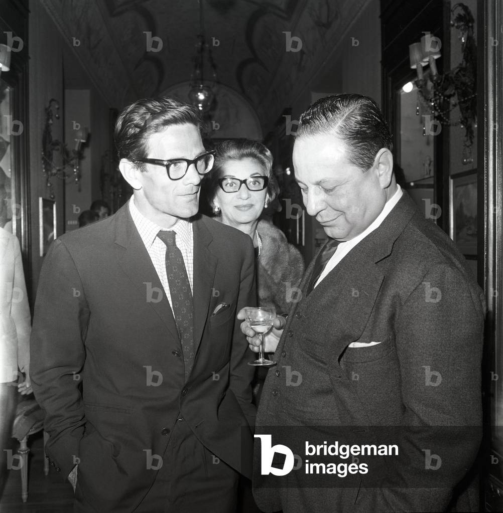 Pier Paolo Pasolini talking to Sandro De Feo, Italy, 1963 (b/w photo)