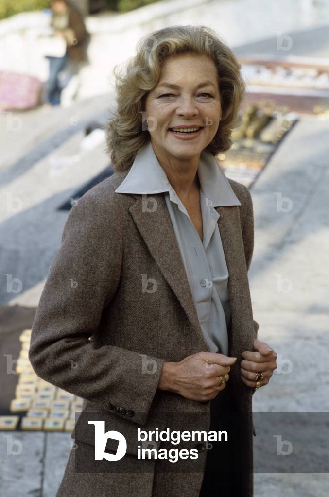 Lauren Bacall smiling, Rome, Italy