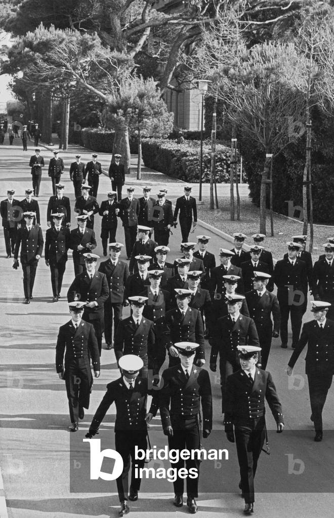 Livorno Italian Naval Academy Cadets walking, Livorno, Italy