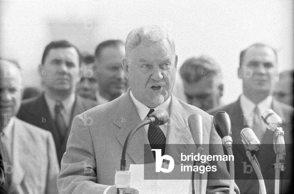 Nikolai Bulganin's speech at the Geneva Airport, Geneva, Switzerland