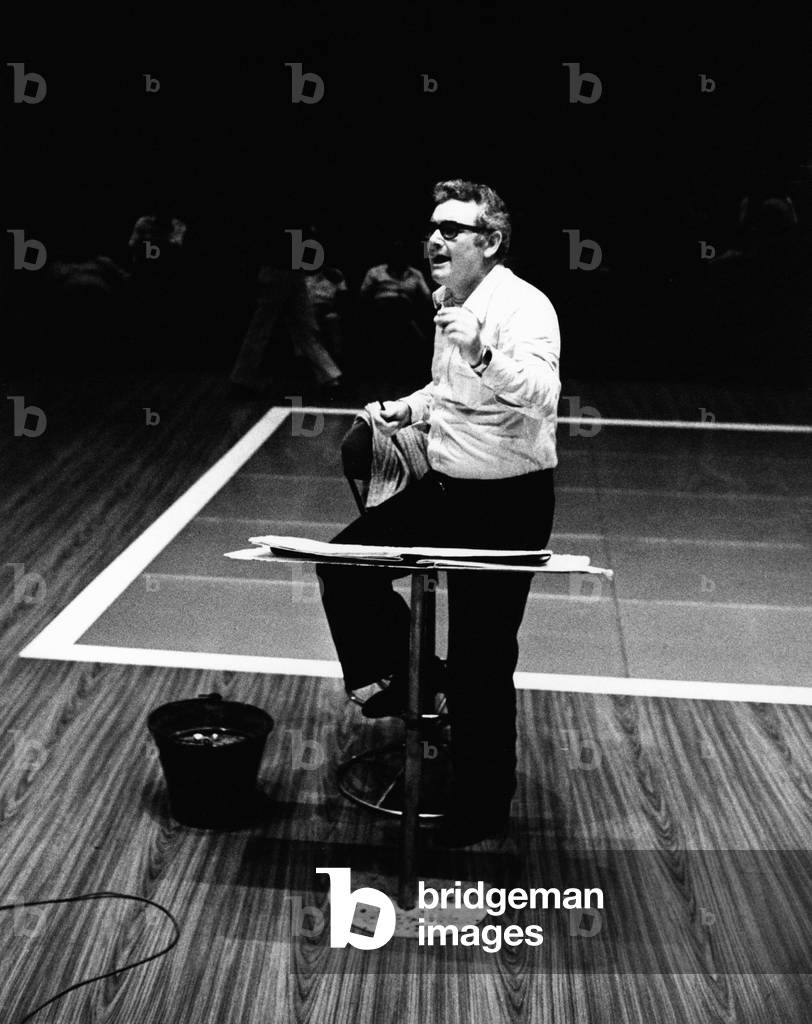 Pino Calvi at the rehearsals Senza Rete