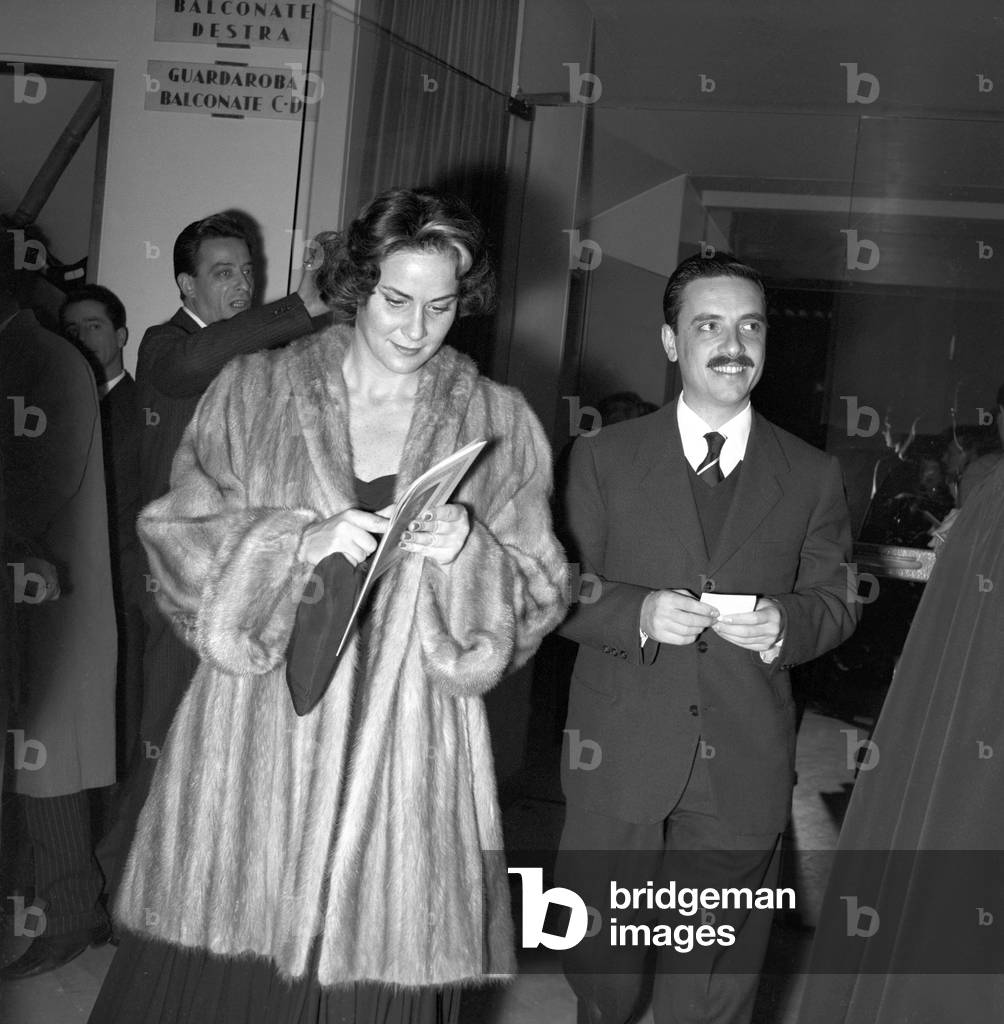 Alida Valli at the premiere of the Otello, Italy, 1956 (b/w photo)