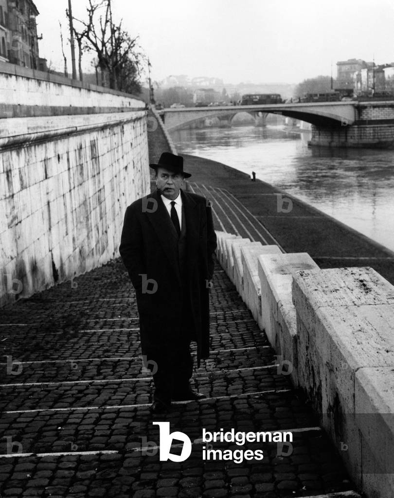 The Italian actor Gino Cervi playing police chief Maigret, Rome, Italy, 1964