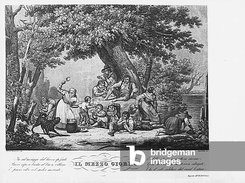 The noon (Il mezzogiorno), by Luigi Rados and Roberto Focosi, 19th Century (litho)