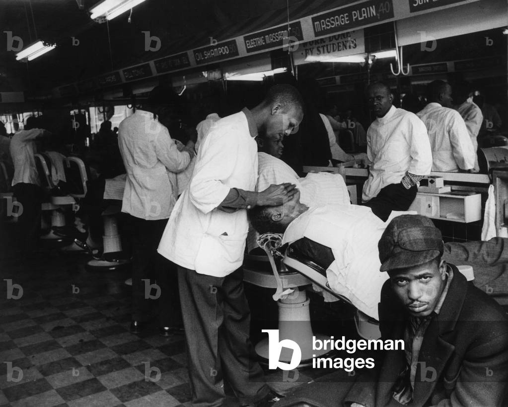 A barber shop in Harlem