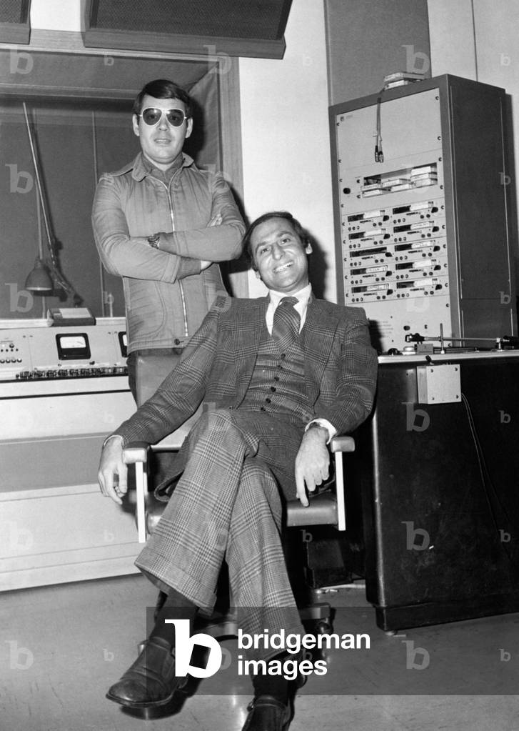 Renzo Arbore and Gianni Boncompagni during the radio broadcast Alto Gradimento