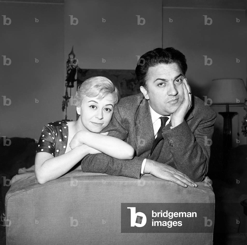 Giulietta Masina and Federico Fellini, Italy, 1956 (b/w photo)