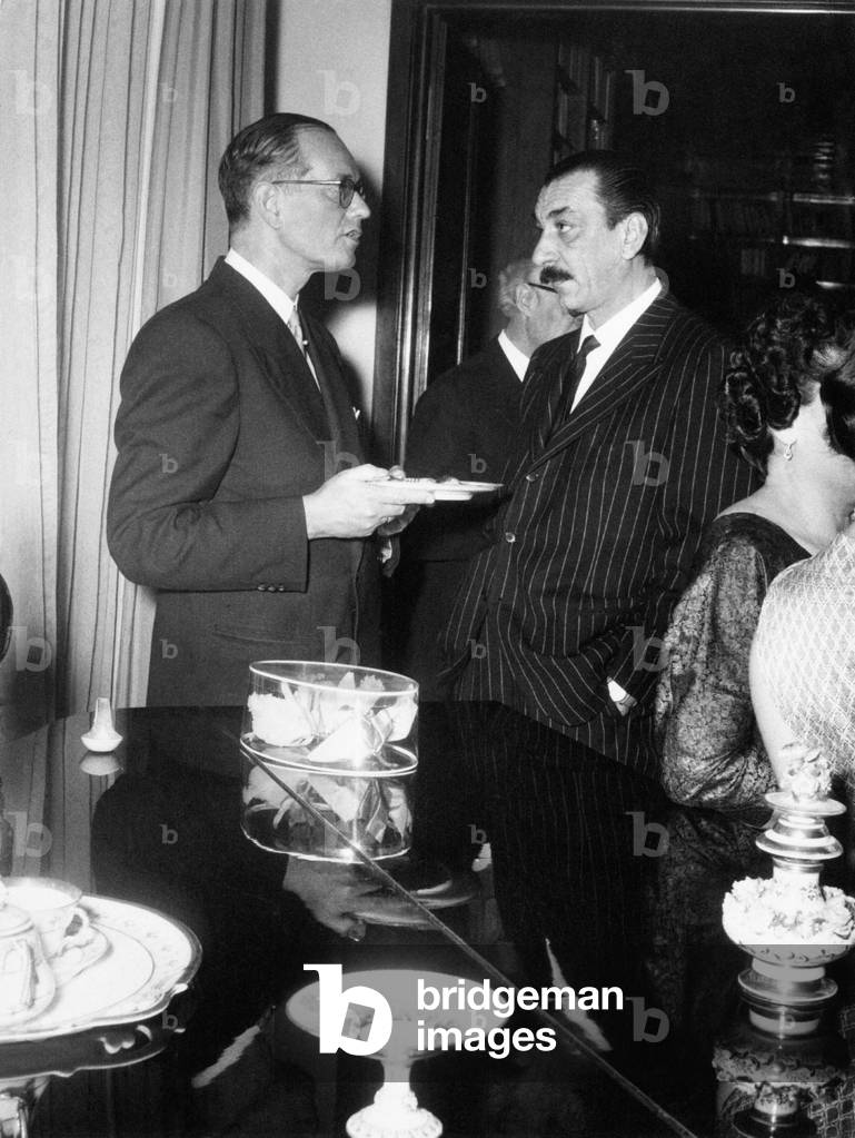 Alberto Mondadori talking to Emil H. Frimodt, Milan, Italy