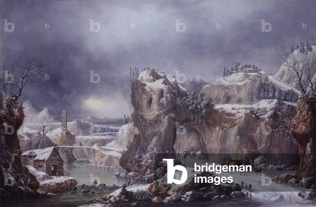 Snowing, by Francesco Fidanza, 1818, 19th Century, oil on canvas, 97.5 x 63 cm.
