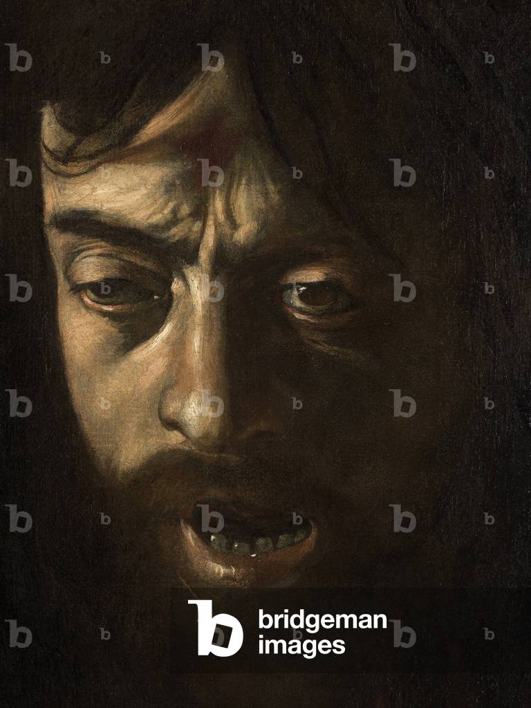 David with the Head of Goliath,  detail of the giant's head, 1609-10 (oil on canvas)