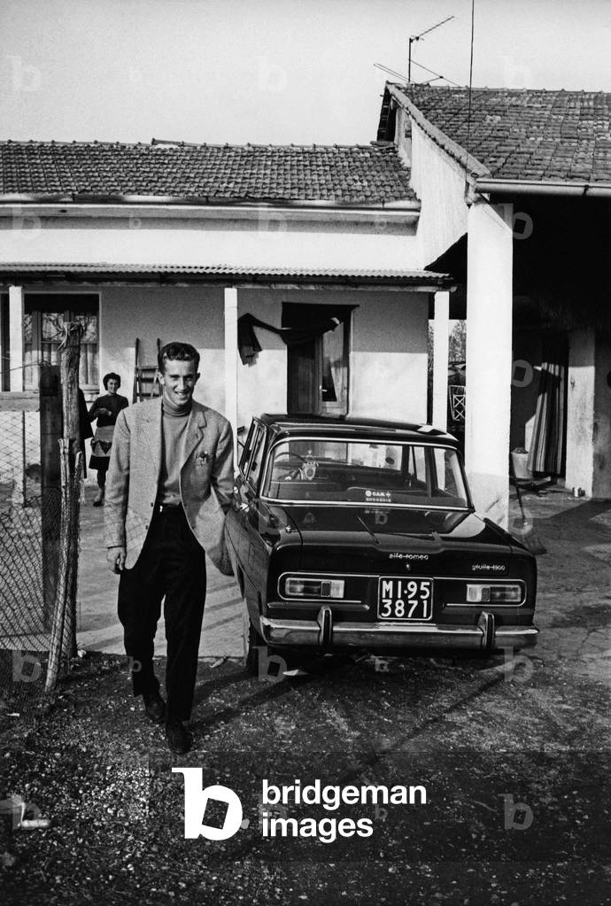 Gianni Motta near his car, Cassano d'Adda, Italy
