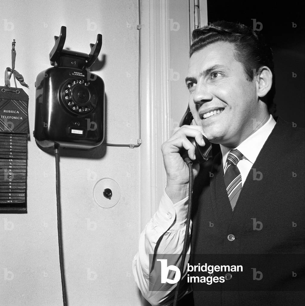 Nicola Filacuridi on the telephone,  Milan, Italy