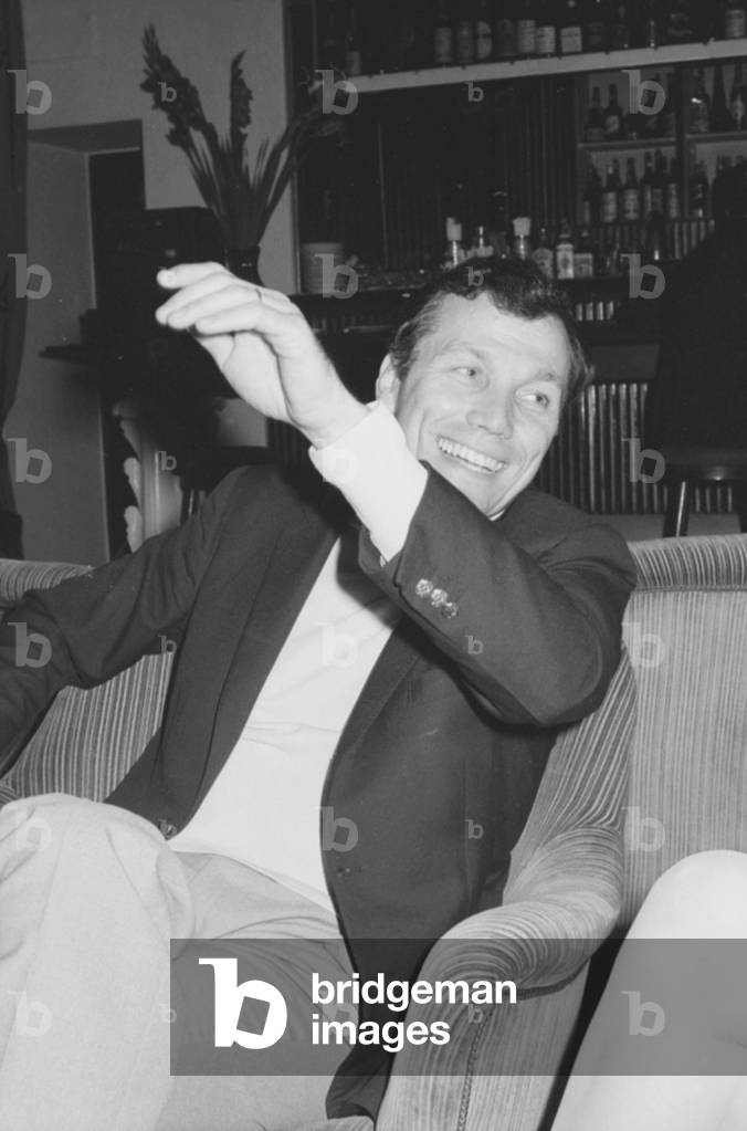 Georges Pretre, French conductor, in a moment of relax, Italy, 1969 (b/w photo)