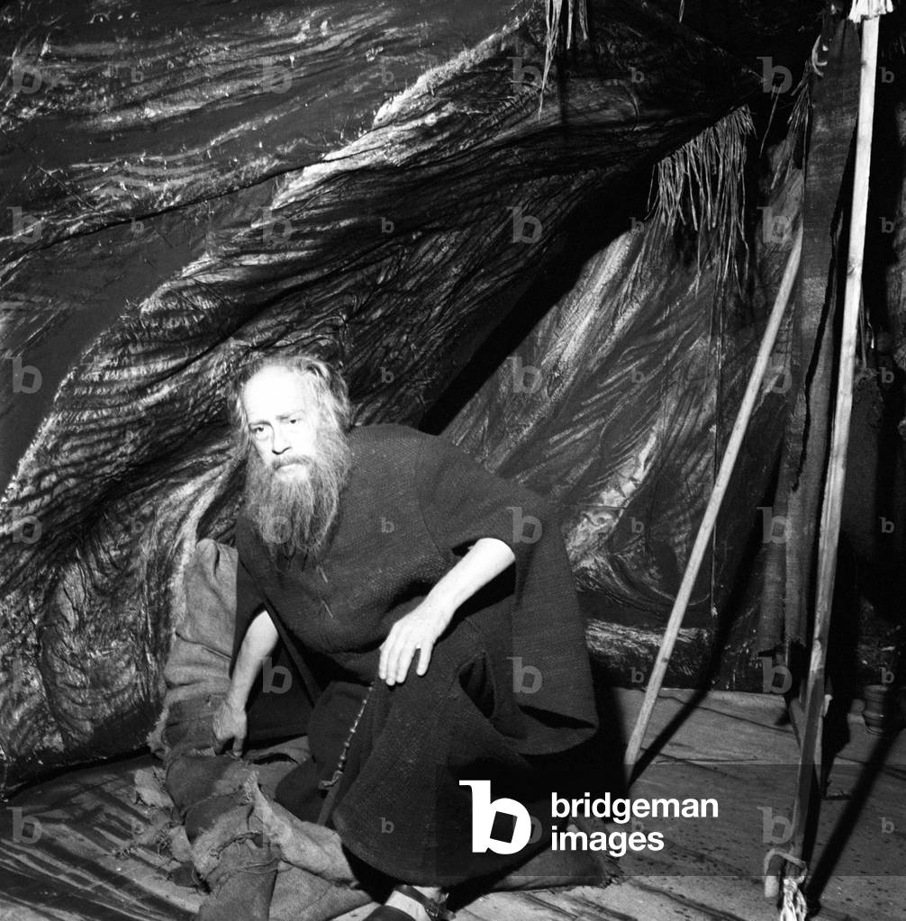 Armando Anzelmo dressed as a monk in a theatral performance, 1957 (b/w photo)