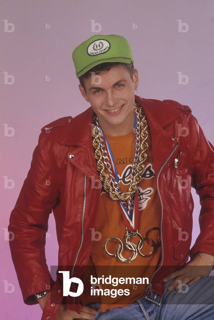 Portrait of Jovanotti smiling in a leather jacket, Italy