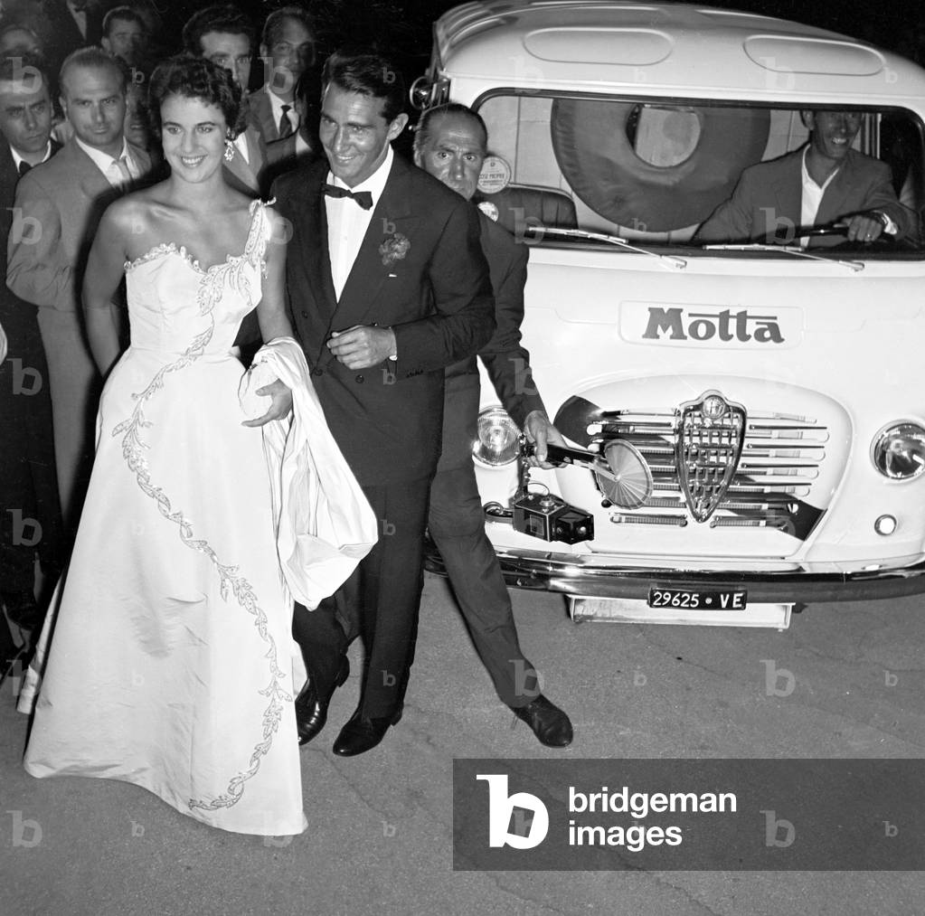 Walter Chiari at the Cinema Festival in Venice, Italy, 1956 (b/w photo)