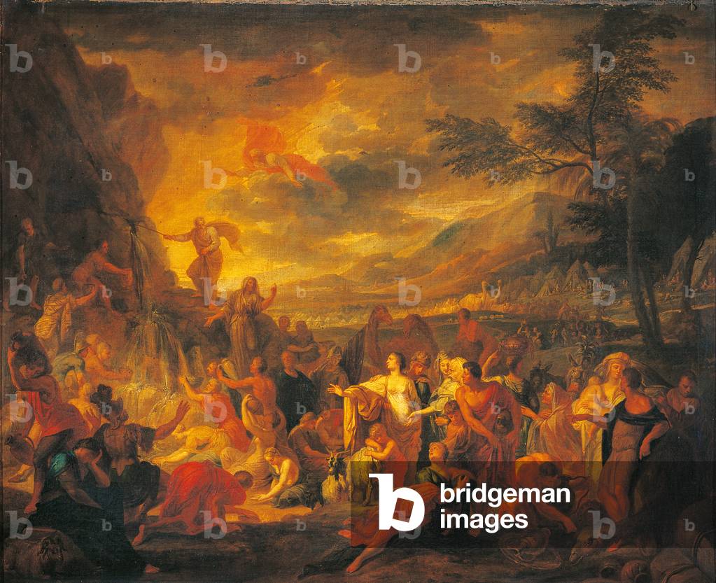 Moses Draws Water from the Desert, by Unknown French artist, 17th Century, oil on canvas, 125 x 152 cm