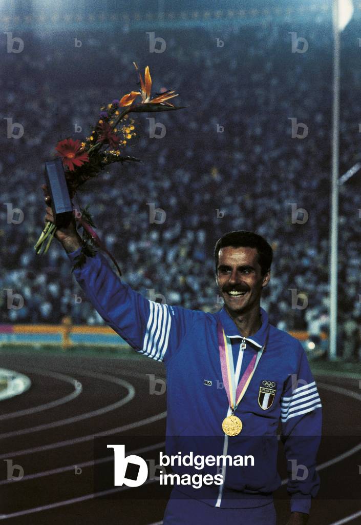 Alberto Cova smiling, Los Angeles, United States, 1984