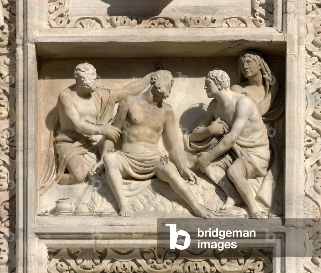 Detail of the Duomo of Milan,  dated 1796 (marble)