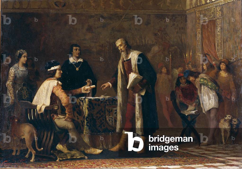 Panfilo Castaldi at the Sforza Court (Panfilo Castaldi alla corte degli Sforza), by Pio Sanquirico, 1881, 19th Century, canvas