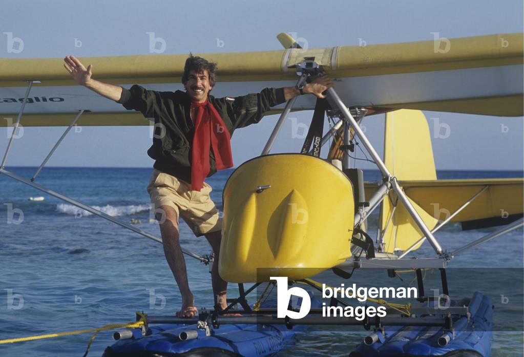 Marco Columbro on a seaplane, Santo Domingo, Dominican Republic