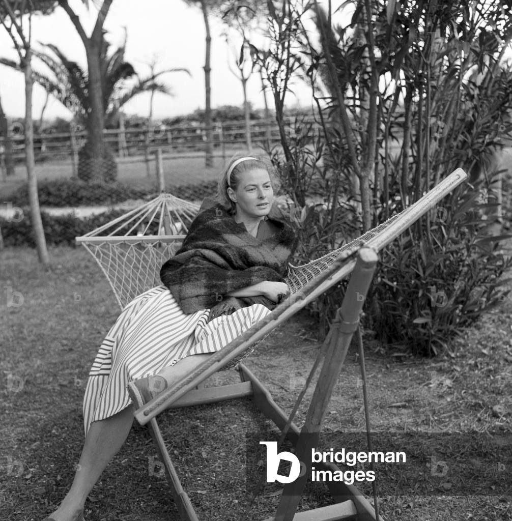 Ingrid Bergman posing, Italy, 1956 (b/w photo)