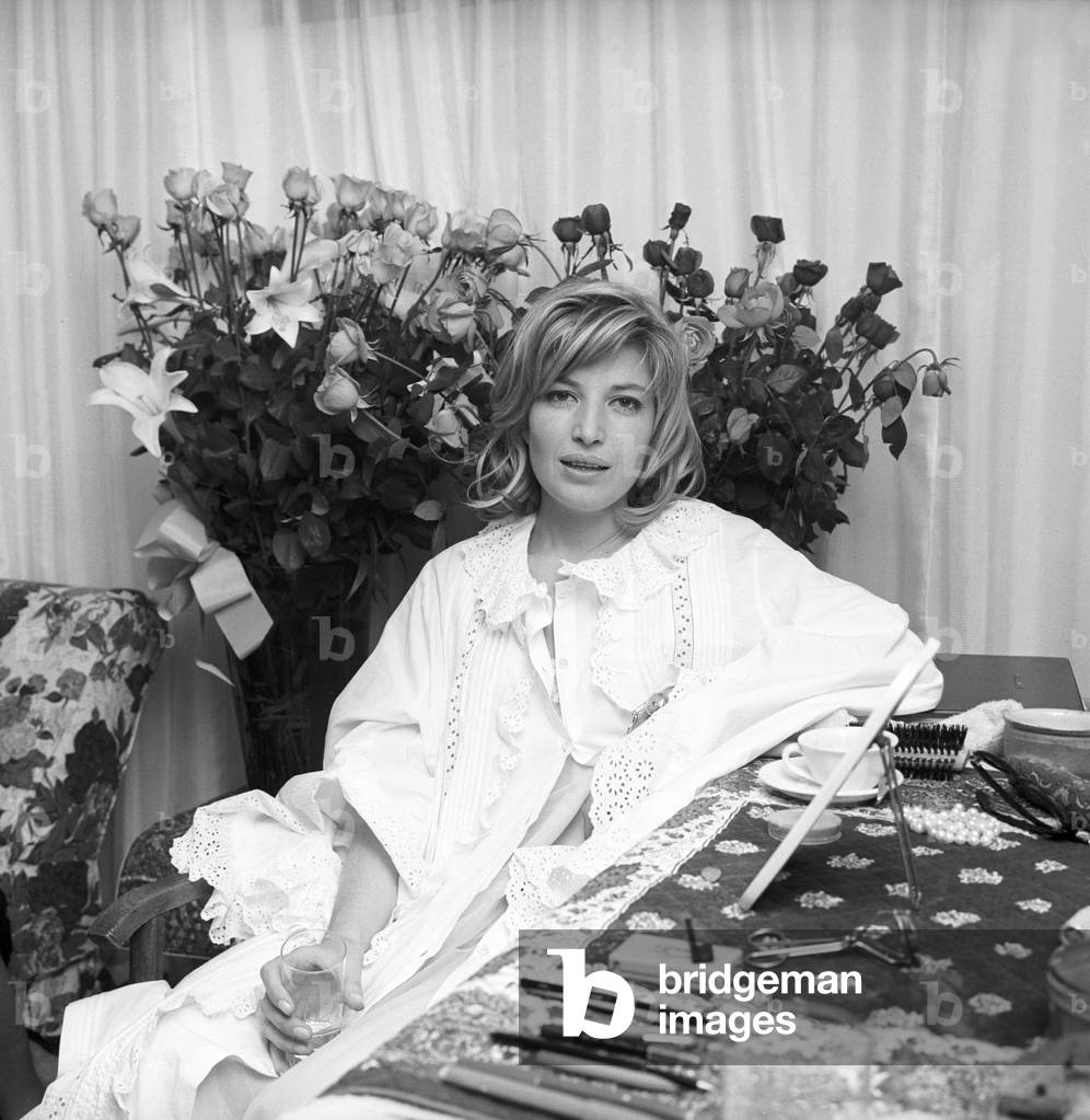 Monica Vitti after a show, Italy, 1961 (b/w photo)