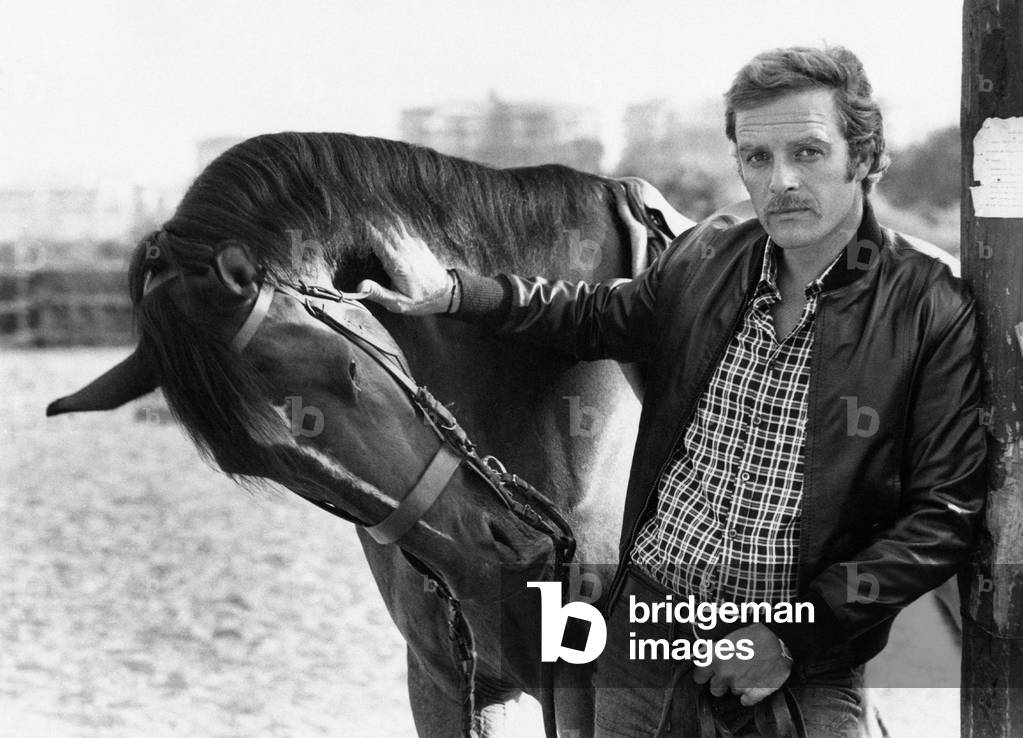 Gianni Garko caressing a horse