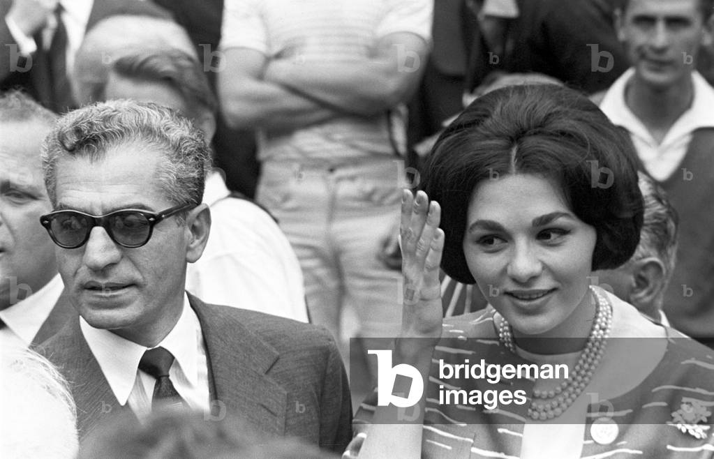 Mohammad Reza Pahlavi and Farah Diba, Italy, 1961 (b/w photo)