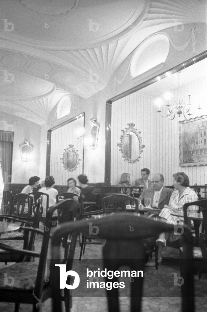 People at a tea house on piazza di Spagna, Rome, Italy