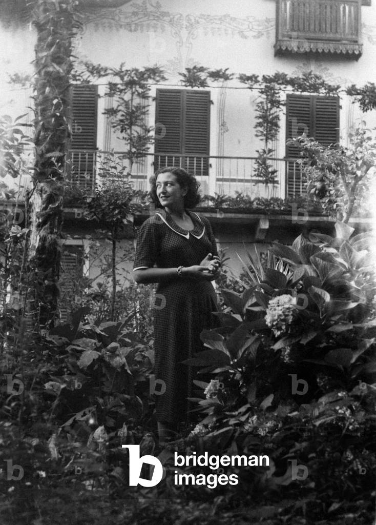 Writer Maria Luisa Spaziani in a garden