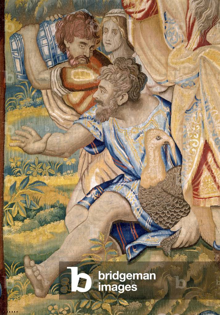 Stories of Noah. Landing of the animals from the ark, manifacture workshop of Gillam Van Cortenberg, from a cardboard after Michiel Coxcie, 1650 - 1660, 17th Century, woolen and silken tapestry, 8 threads per cm 8 warp