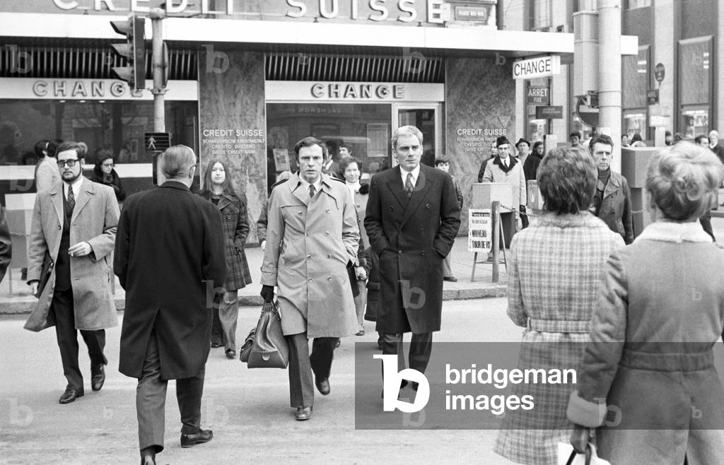 Jean-Louis Trintignant and Gian Maria Volonté in Plot, Italy, 1972 (b/w photo)