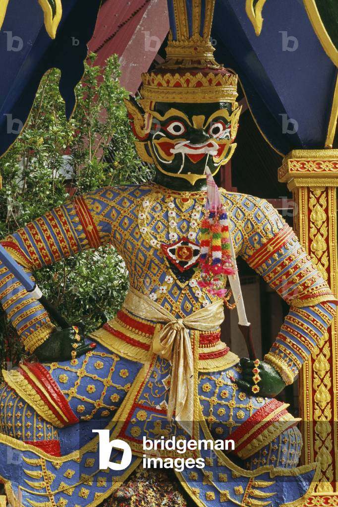 Temple guardian in Thailand, Thailand, 1987 (photo)